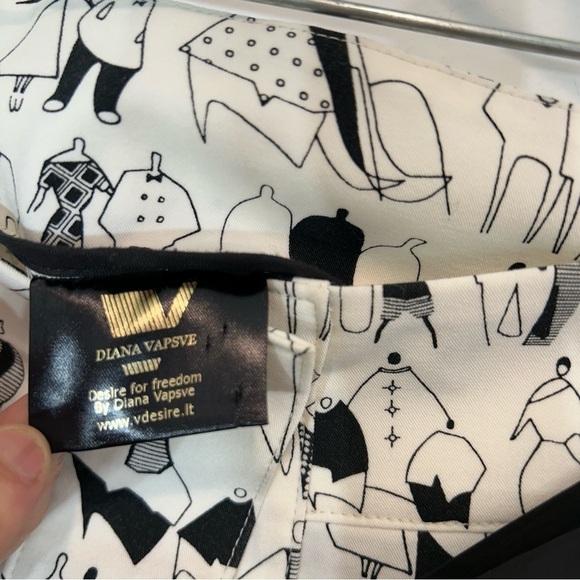 diana vapsve vintage skirt graphic people print social art design black a line s - Picture 4 of 7